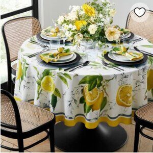 Williams Sonoma Meyer Lemon 70” Round Tablecloth